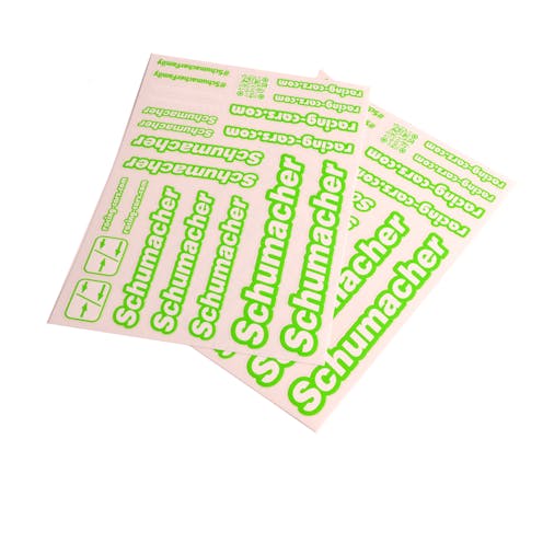 #U8588 - SCHUMACHER DECAL SHEET - NEON GREEN - PK2