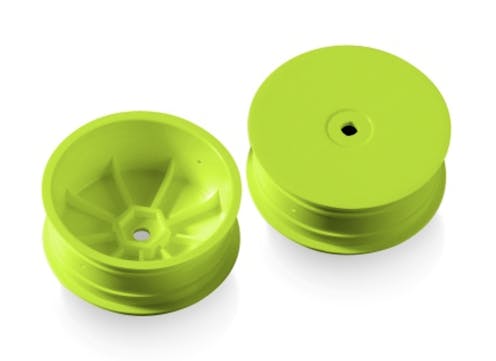 #XR369912-Y - TEAM XRAY 4WD FRONT WHEEL AERODISK WITH 12MM HEX IFMAR - YELLOW - HARD (2)