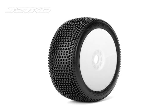 #JK1002USRW - Jetko Block In Ultra Soft 1:8 Buggy Pre-glued White Revo Rims (2)