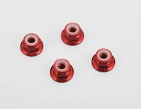 #ZCR-N4AFA - Yokomo 4mm Alum. Flange Nylon Lock Nuts(Red)