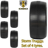 #OGO-BT0304BMS - OGO 1/8 Truggy Storm Tyres - Med/Soft - Red Dot - 4Pcs