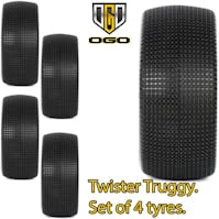 #OGO-BT1510BMS - OGO 1/8 Truggy Twister Tyres - Med/Soft - Red Dot - 4Pcs