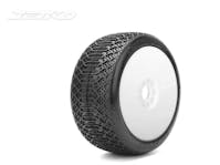 #JK1009WRW - Jetko J One Wet Belted 1:8 Buggy Pre-glued White Revo Rims (2)