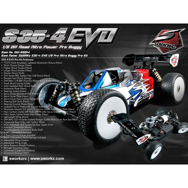 SW910041 SWORKz S35 4 EVO 1 8 Pro Nitro Buggy Kit