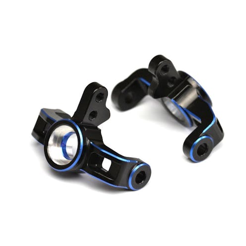 #EX2165 - Exotec Dual Blue and Black 7075 aluminium steering hub set (Associated B74, 74.1 or 74.2)