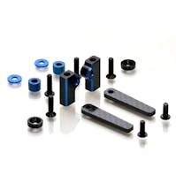 #EX2217 - Exotec Dual Blue and Black 7075 aluminium LIPO battery mounts with carbon tabs - shorty or LCG (Associated B74, 74.1 or 74.2)