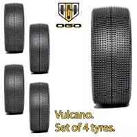 #OGO-1206BC - OGO 1/8th Buggy Vulcano Tyres/4Pcs - Clay - Soft (Purple)