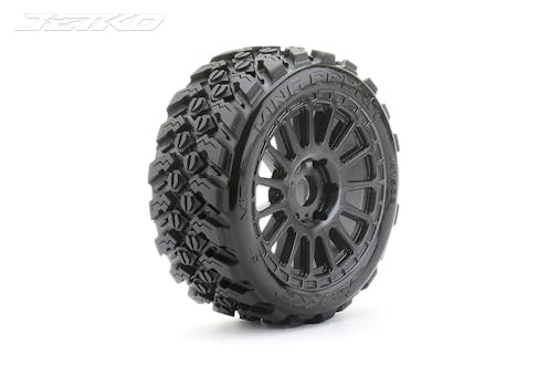 #JK1502RB - Jetko EX King Cobra 1:8 Buggy Belted Tyre Black Wheels 17mm Hex (2)