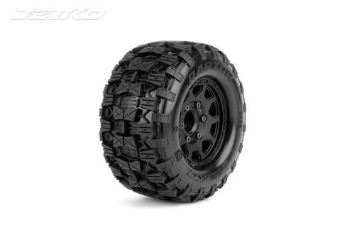 #JK2805CB - Jetko EX Tyre MT Slayer Black Wheel 2.8" Hex 12,14,17mm (2)