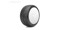 #JK1009USRW - Jetko J One Ultra Soft Belted 1:8 Buggy Pre-glued White Revo Rims (2)