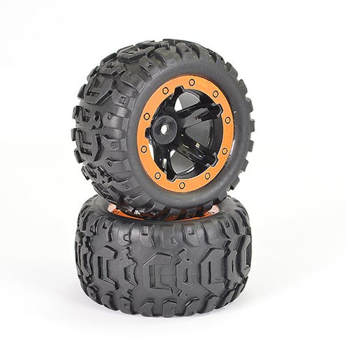 #FTX9742 - FTX TRACER MONSTER TRUCK ORANGE WHEEL/TYRES COMPLETE (PR)