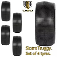 #OGO-BT0304BS - OGO 1/8 Truggy Storm Tyres - Soft - Orange Dot - 4Pcs