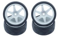 #RI-26074 - RIDE FWD BELTED CUT SLICK TYRES - 6 SPOKE WHEELS - WHITE - 4PCS