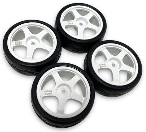 #RI-36088 - RIDE FWD BELTED CUT SLICK TYRES - 5 SPOKE WHEELS - WHITE - 4PCS - BRCA 2025