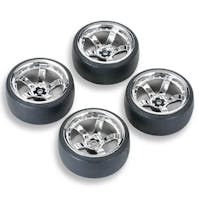 #FAST1354C-D19 - FASTRAX 1/10 (4) DRIFT D1 TYRE W/9MM 5-SPOKE WHEEL- CHROME