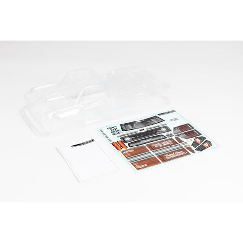 #ARA402322 - Armma 1/10 Clear Body with Decals and Window Masks: OUTCAST 4X4 BL