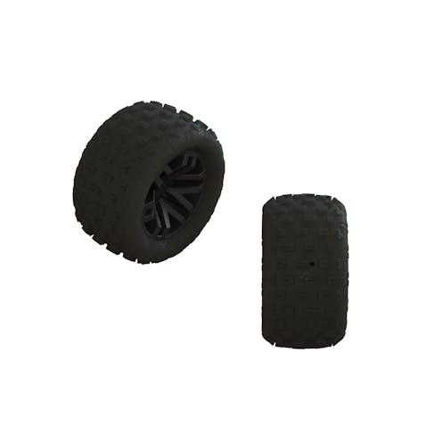 #ARA550112 - Armma dBoots 'FORTRESS' 1/18th Tire Set Glued (Black) (2 Pairs)