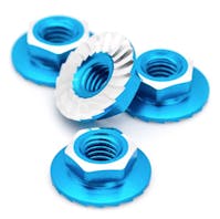 #1U-870201 - 1Up Racing - LD 7075 Alu M4 flanged and serrated  wheel nuts - Brite Blue (4)