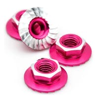 #1U-870401 - 1Up Racing - LD 7075 Alu M4 flanged and serrated  wheel nuts - Hot Pink (4)