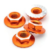 #1U-870601 - 1Up Racing - LD 7075 Alu M4 flanged and serrated  wheel nuts - Orange (4)