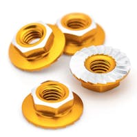 #1U-870701 - 1Up Racing - LD 7075 Alu M4 flanged and serrated  wheel nuts - Gold (4)