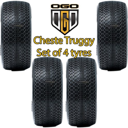 #OGO-T0103BC - OGO 1/8 Truggy Cheste Tyres - Clay Compound - Soft (Purple) - 4Pcs