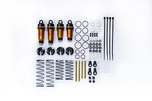 #KOS04191-5 - KOSWORK RC10 BIG BORE 12MM BUGGY SHOCK SET (F&R) (4) GOLD/BLACK