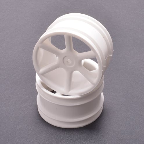 #CR887 - JC 6 Spoke 2.2 Rear White Wheel CAT/Coug 2K pr