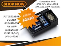 #FUT-R304SB/B - FUTABA R304SB 4CH RX WITH TELEMETRY FHSS (S-BUS) (HV) 2.4GHZ