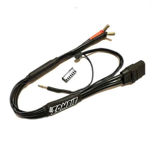 #B-TZ-10SXRL - ZOMBIE XT90, 5mm tube plug 2s-balance 300mm 12awg charging cable (FULL BLACK)