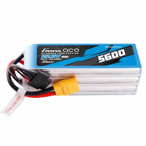 #GE1-5600-6X9GT - GENSACE LIPO 6S 22.2V-5600-80C (XT90) 149X50.5X52MM 865G GT