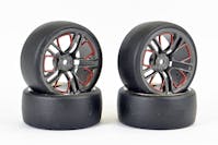#FAST1352G-D13 - FASTRAX 1/10 (4) DRIFT D1 TYRE W/3MM 10-SPOKE WHEEL- GRAPHITE