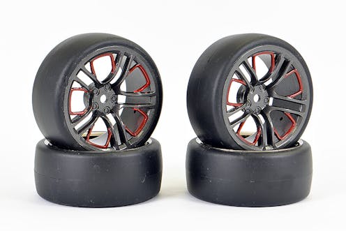 #FAST1352G-D13 - FASTRAX 1/10 (4) DRIFT D1 TYRE W/3MM 10-SPOKE WHEEL- GRAPHITE