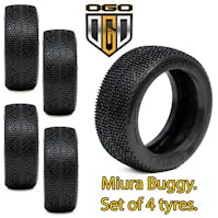 #OGO-B1824BMS - OGO 1/8th Buggy Miura Tyres - B1 Compound - Medium-Soft (Red) - 4Pcs