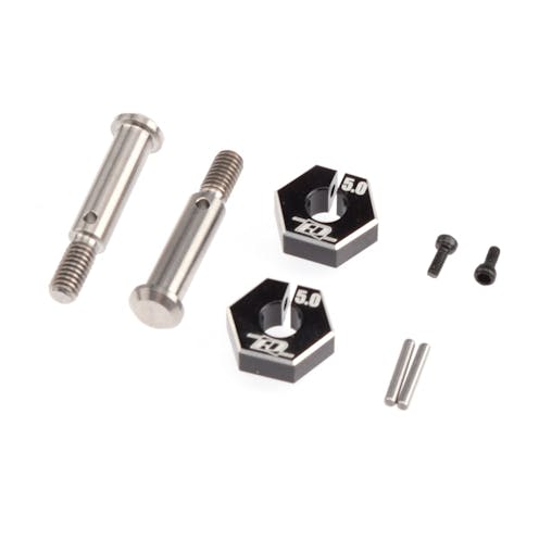 #RDRP0542 - TITANIUM FRONT AXLE WITH ALLOY CLAMPING 5MM HEXS – PR (AE B6.2)