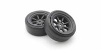 #K.FATH710BKD - KYOSHO FAZER FZD2 1:10 PRE-GLUED D-TYRES 8S WATANABE WHEEL (2)