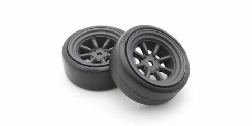 #K.FATH710BKD - KYOSHO FAZER FZD2 1:10 PRE-GLUED D-TYRES 8S WATANABE WHEEL (2)