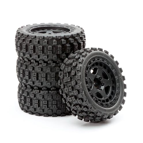 #FTAR070BK - FASTRAX ARRMA GROM WHEEL/TYRE 1/18 SET (4PC)