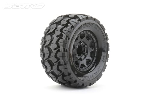 #JK2801CB - JETKO EX TYRE MT TOMAHAWK BLACK WHEEL 2.8 HEX 12,14,17MM (2)"