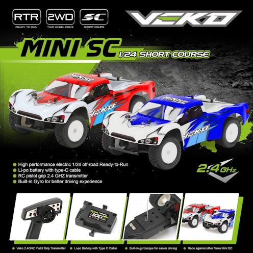 #VK0002-BL - VEKO MINI SC 1:24 SHORT COURSE RTR WITH GYRO - BLUE