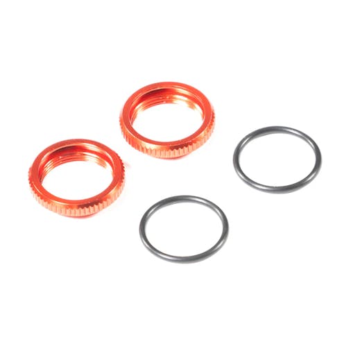 #LC7116 - LC Racing Red aluminium adjustable 13mm shock nuts - pr (LC10B5 V2)