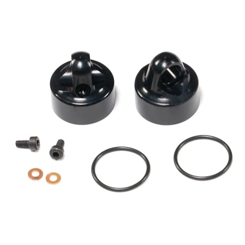 #LC7117 -  Black 7075-T6 Aluminium hard coated 13mm shock bleeder caps - pr (LC10B5 V2)