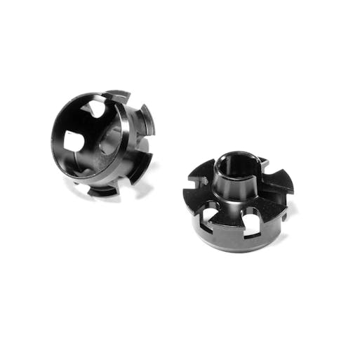 #LC7120 - Black Aluminium lightened 13mm shock spring retaining cups - pr (LC10B5 V2)