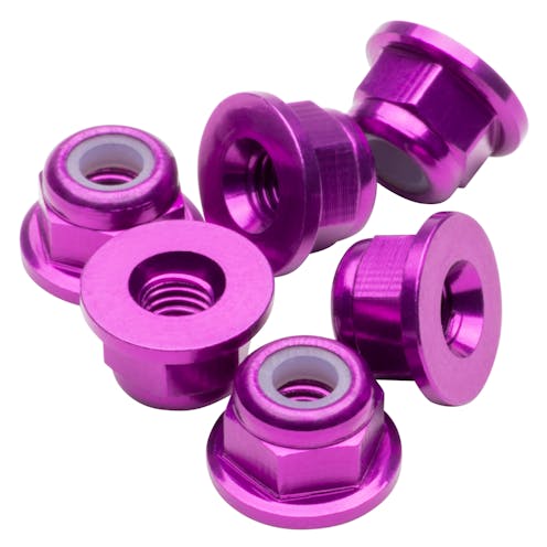 #1U-80524 - 1UP RACING – PREMIUM M3 FLANGED LOCKNUTS – PURPLE (6)