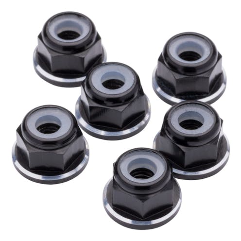 #1U-80508 - M3 Flanged Premium aluminium Locknuts - Black & Bling - 6pcs