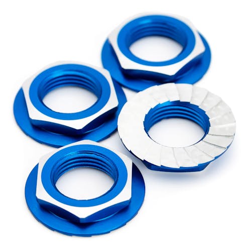 #1U-87011 - 1Up Lockdown 7075 17mm aluminium serrated wheel nuts - Dark Blue (4 pcs)
