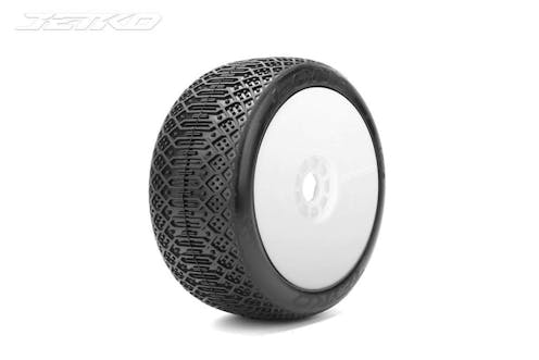 #JK1009LUSRW - JETKO J ONE LIGHT ULTRA SOFT 1:8 BUGGY PRE-GLUED WHITE REVO RIMS (2)