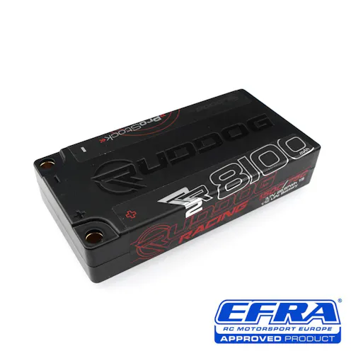 #RP-0850 - RUDDOG Racing RR2 ProStock 8100mAh 150C/75C 3.7V 1S 1/12 LiPo Battery