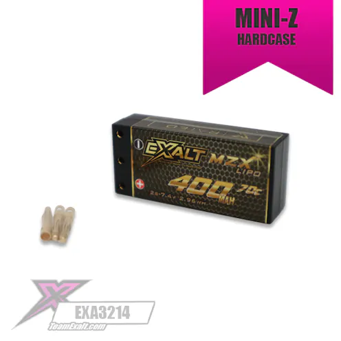 #EXA3214 - EXALT X-RATED - 400MAH 70C 2S 7.4V MINI LIPO HARDCASED BATTERY PACK (2MM BULLETS)