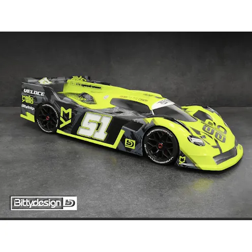 #BD-AR7-VLC - Bittydesign Veloce 1/7 Clear Pre-Cut Speed-Run Body - ARRMA Infraction/Limitless & Hobao VTE2 (2.0mm)